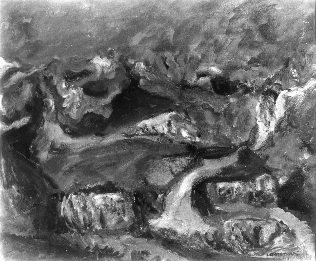 Paesaggio, paesaggio campestre (dipinto) di Cassinari Bruno (sec. XX)