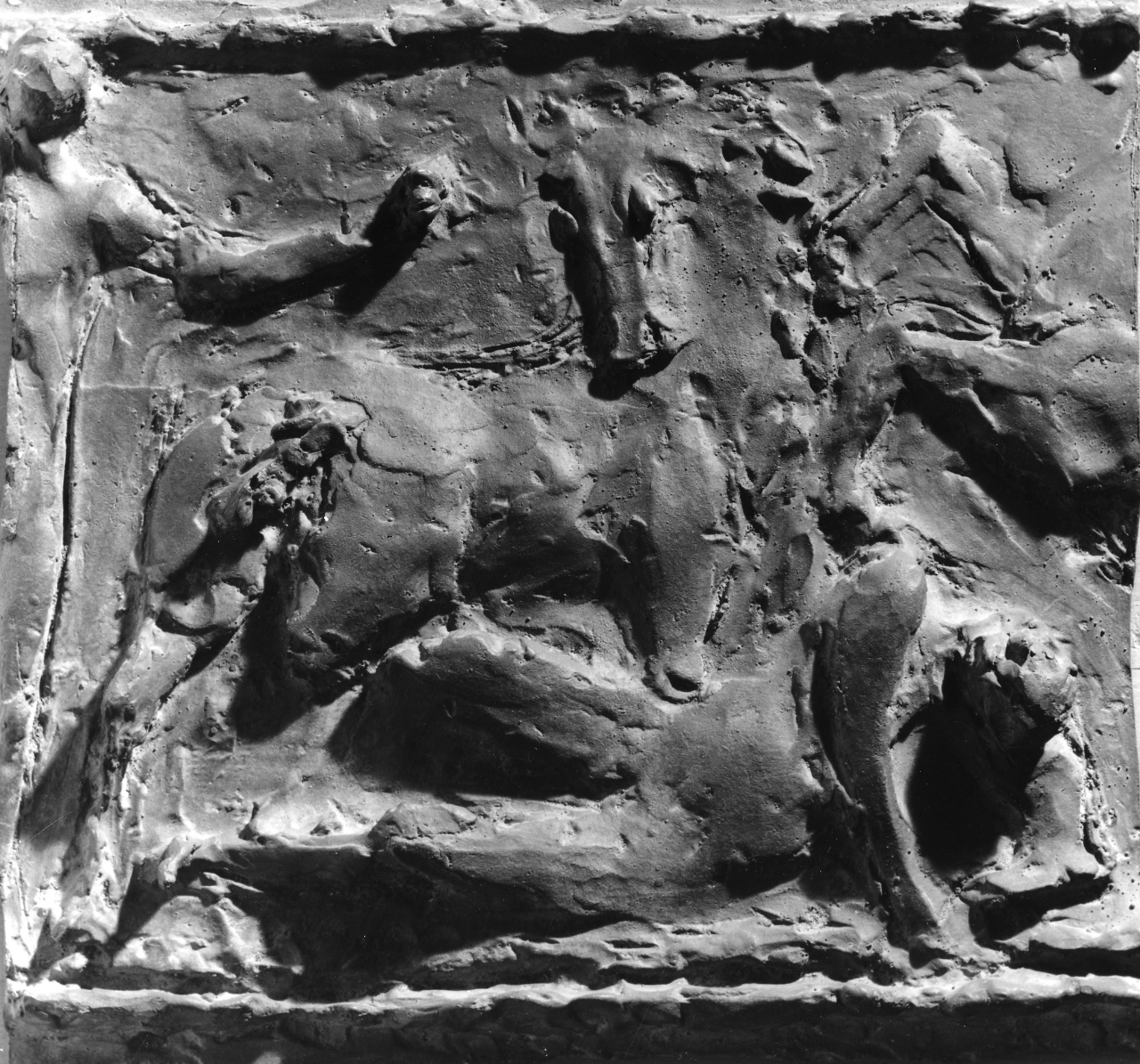 Progetto per un grande bassorilievo, figure con cavalli (rilievo) di Broggini Luigi (sec. XX)