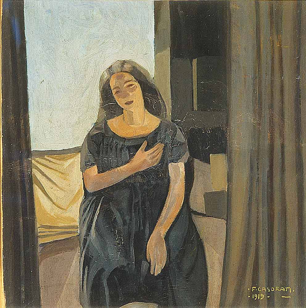Studio per ritratto, donna seduta in un interno (dipinto) di Casorati Felice (sec. XX)