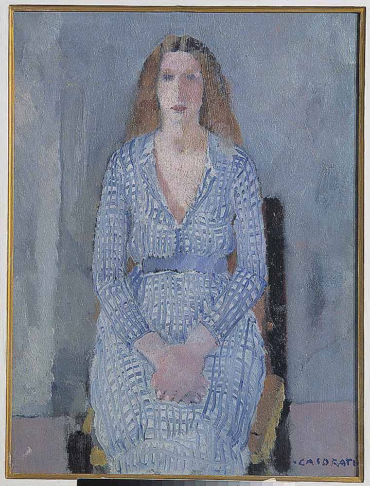 Ragazza in azzurro, donna seduta (dipinto) di Casorati Felice (sec. XX)