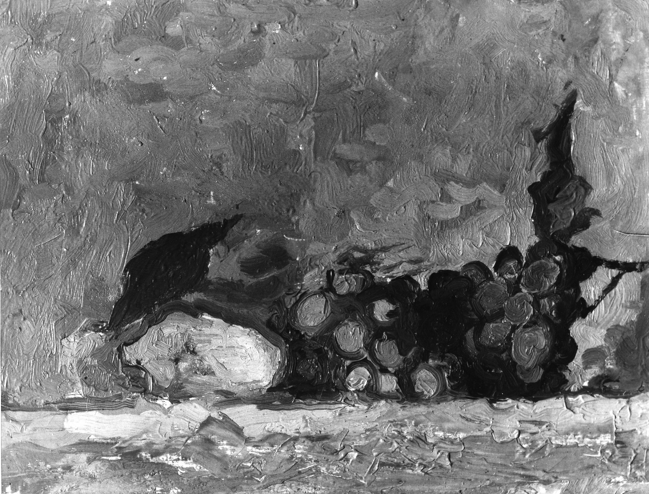 Natura morta con l'uva, natura morta con frutta (dipinto) di Licini Osvaldo (sec. XX)