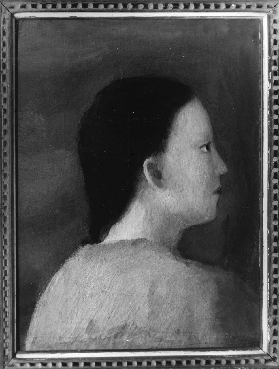Testa di donna, testa di donna di profilo (dipinto) di Guidi Virgilio (sec. XX)