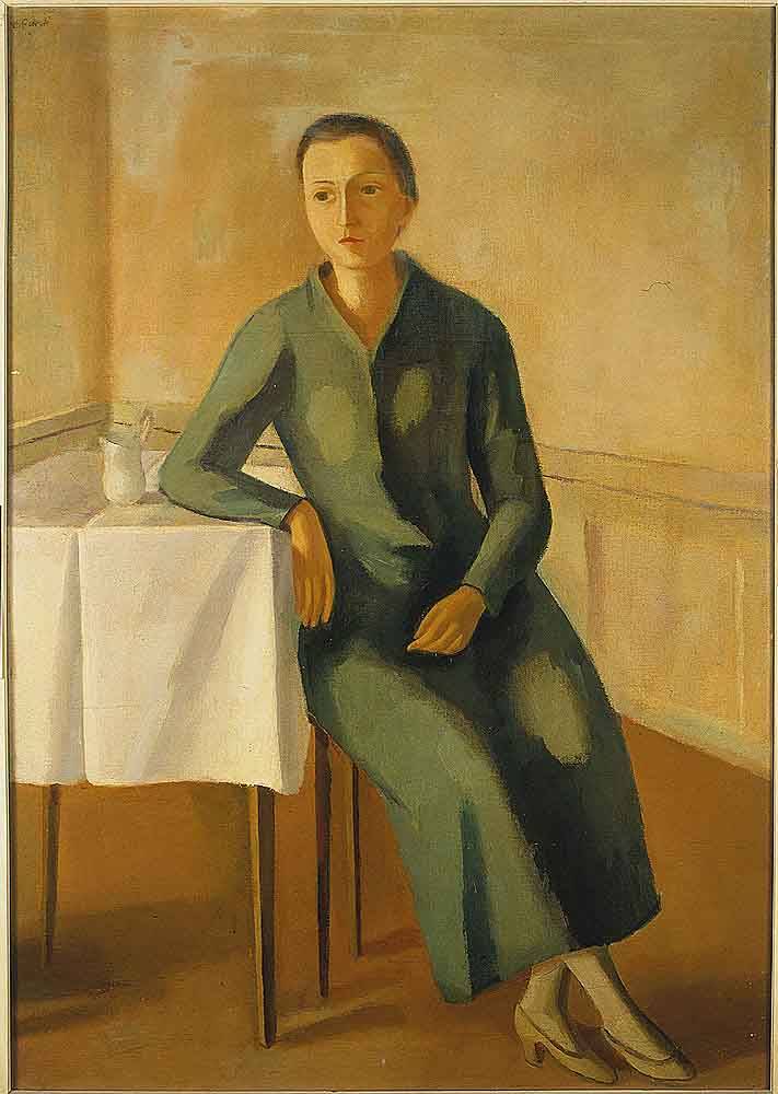 Donna solitaria/ Ragazza a sedere, donna seduta in un interno (dipinto) di Guidi Virgilio (sec. XX)