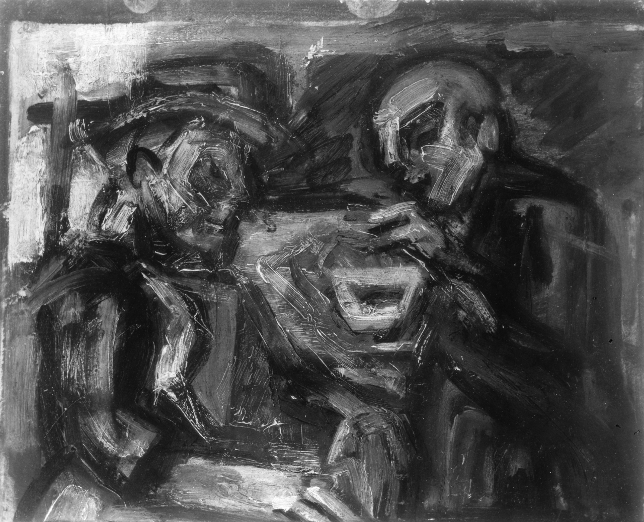 Due figure, figure di profilo (dipinto) di Vedova Emilio (sec. XX)