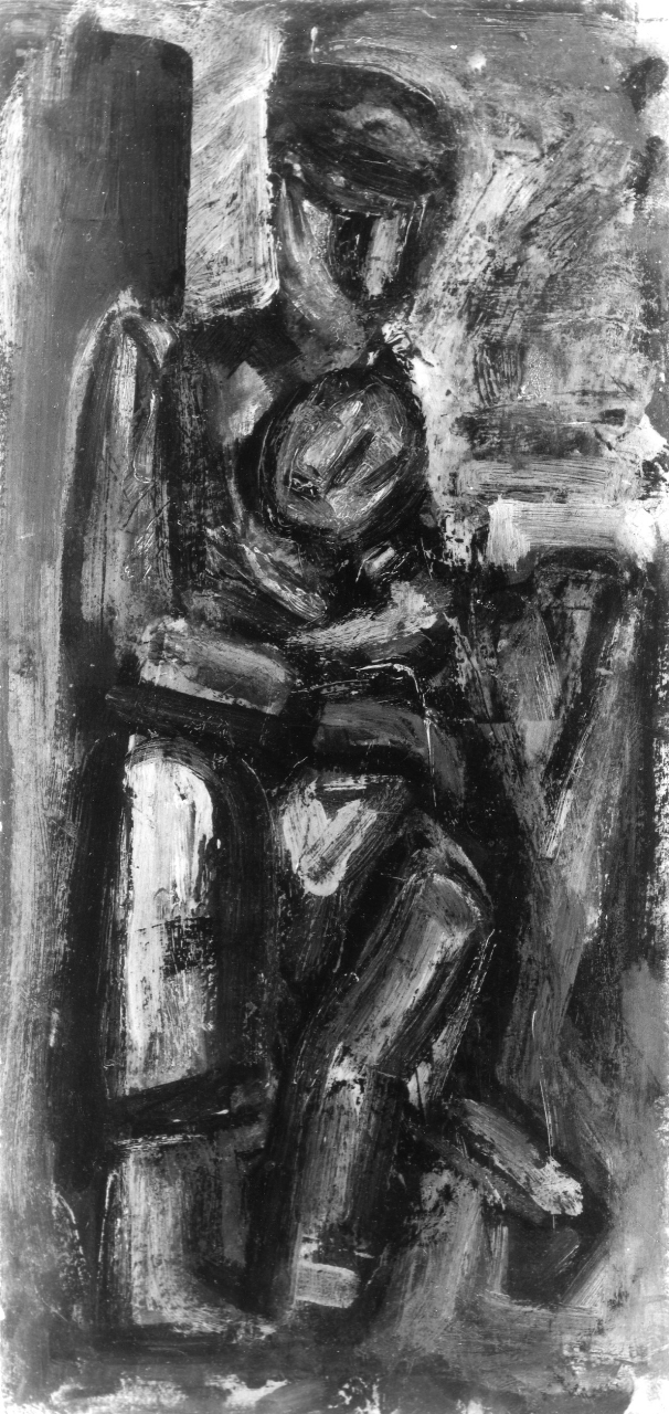 Maternità, donna con bambino (dipinto) di Vedova Emilio (sec. XX)