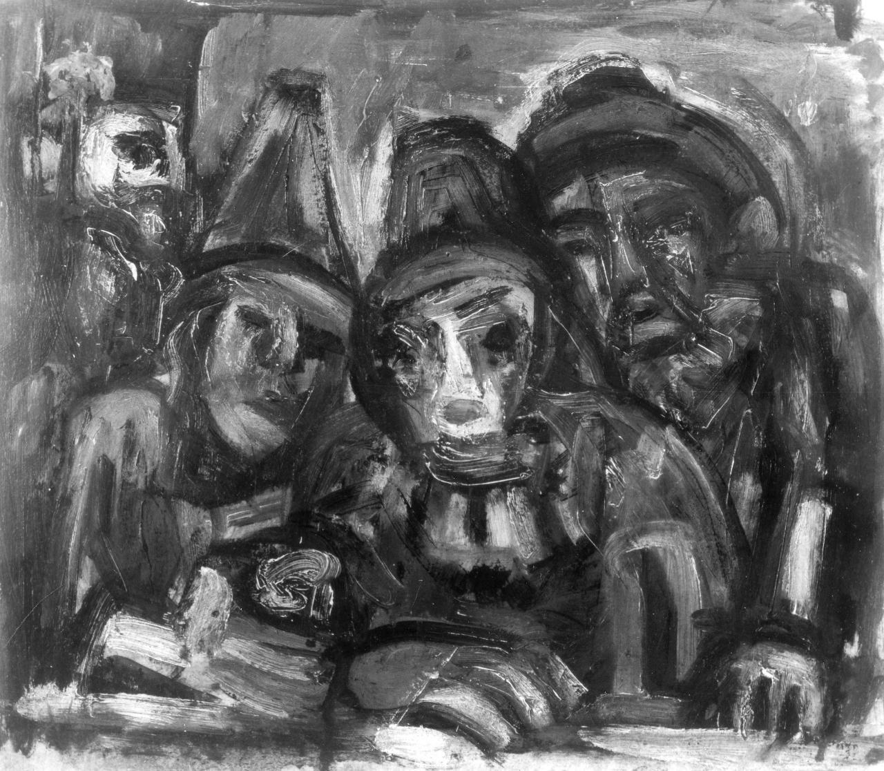 Maschere, figure mascherate (dipinto) di Vedova Emilio (sec. XX)