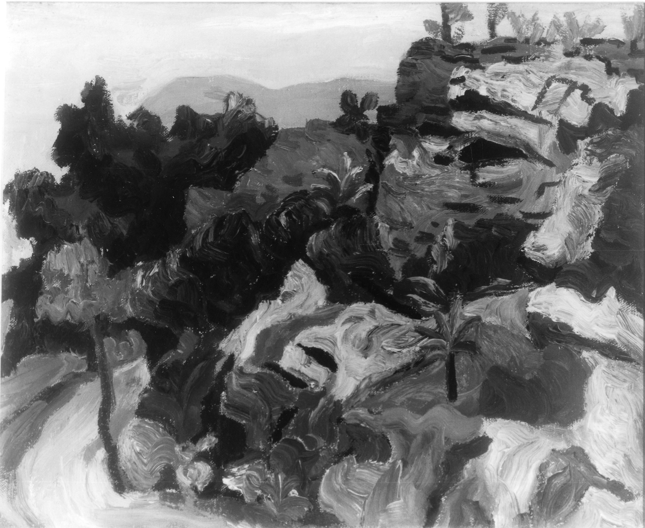 Paesaggio di Alassio/ Paesaggio di riviera, veduta di Alassio (dipinto) di Levi Carlo (sec. XX)