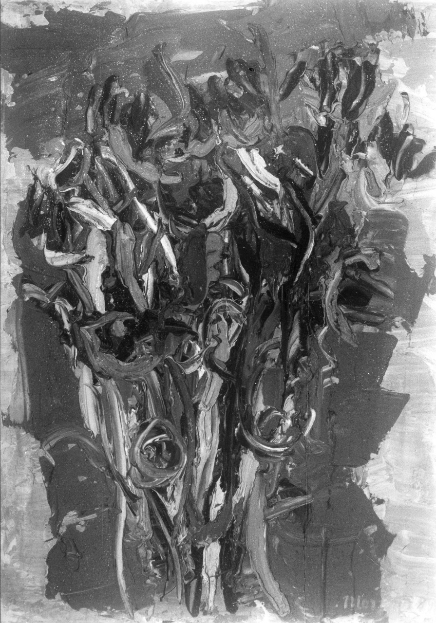 Fiori, natura morta con fiori (dipinto) di Morlotti Ennio (sec. XX)