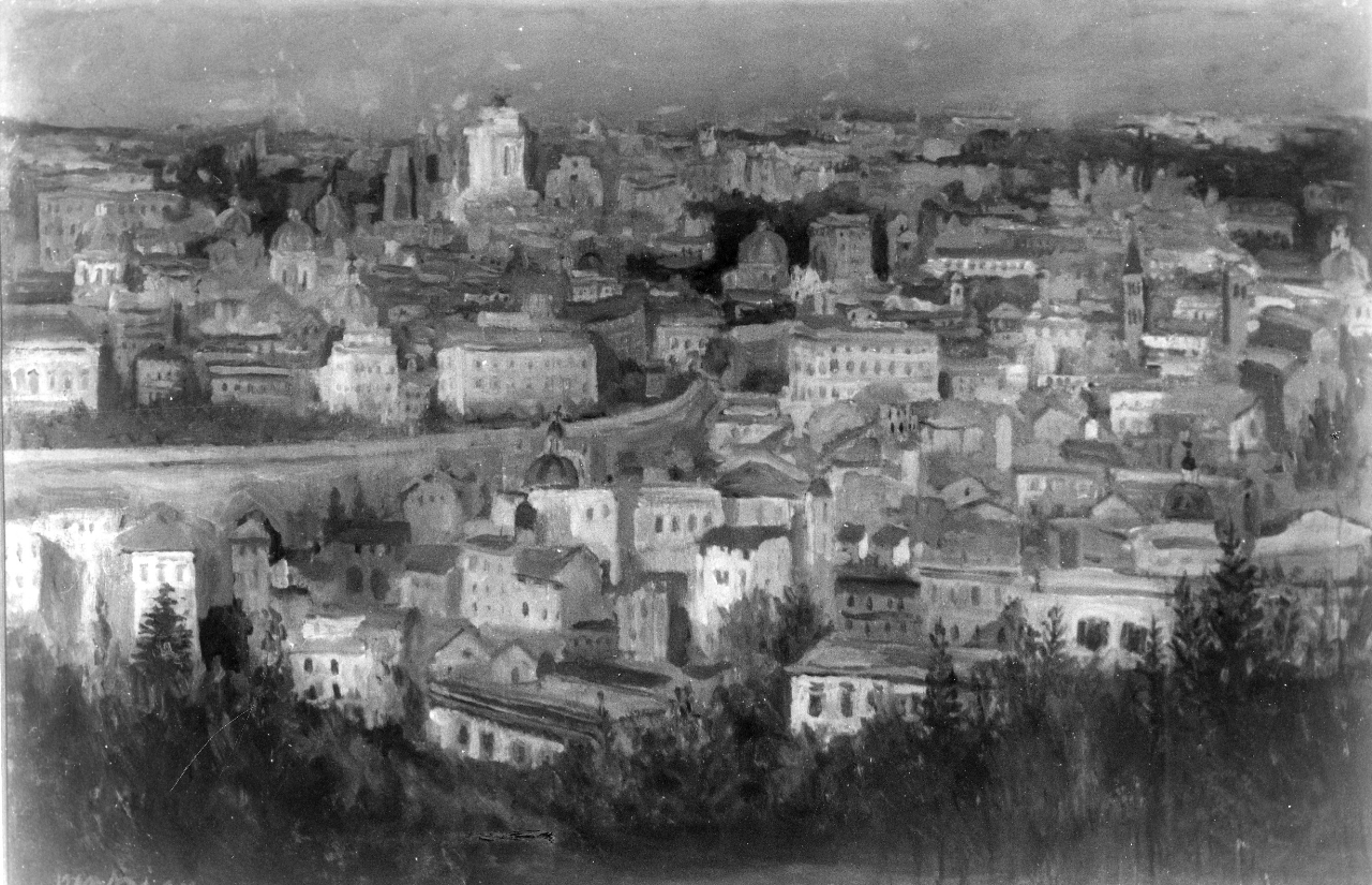 Paesaggio di Roma dal Pincio, vedita di Roma (dipinto) di Mafai Mario (sec. XX)