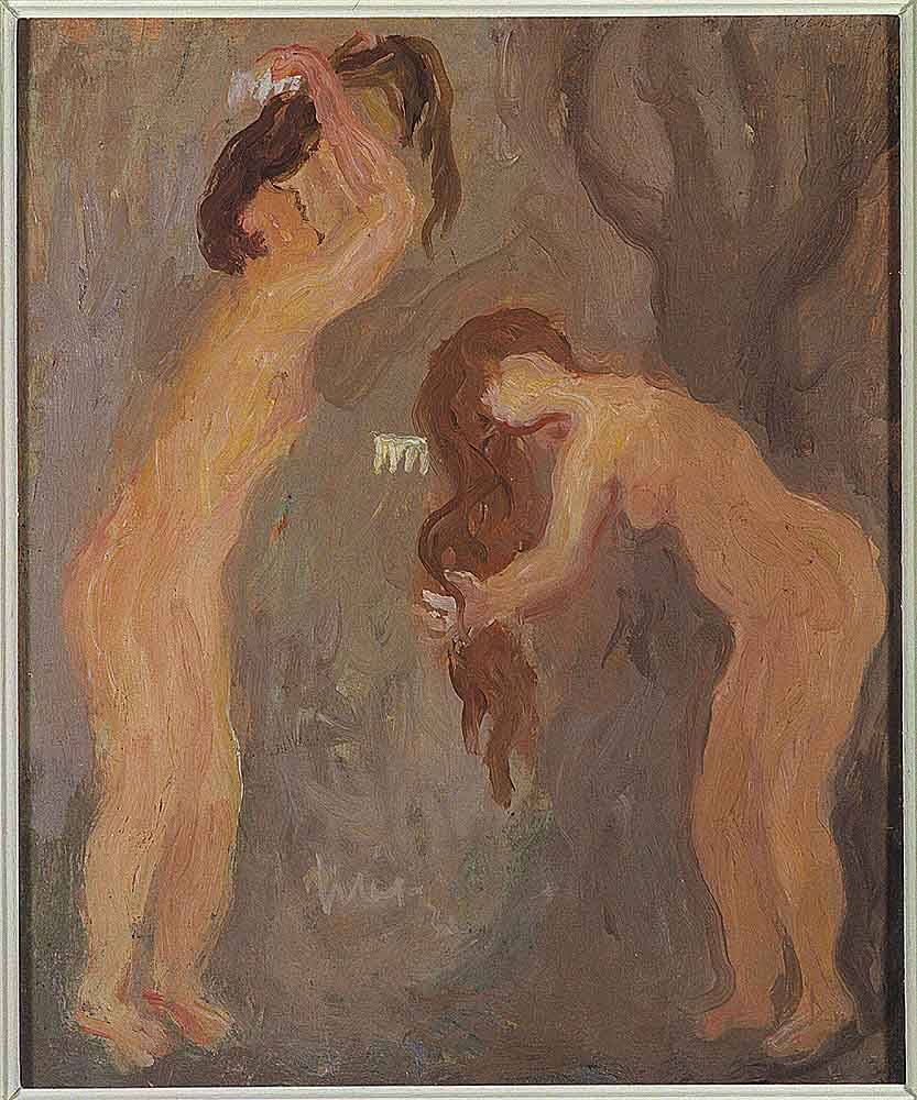 Donne che si pettinano, donne nude che si pettinano (dipinto) di Mafai Mario (sec. XX)