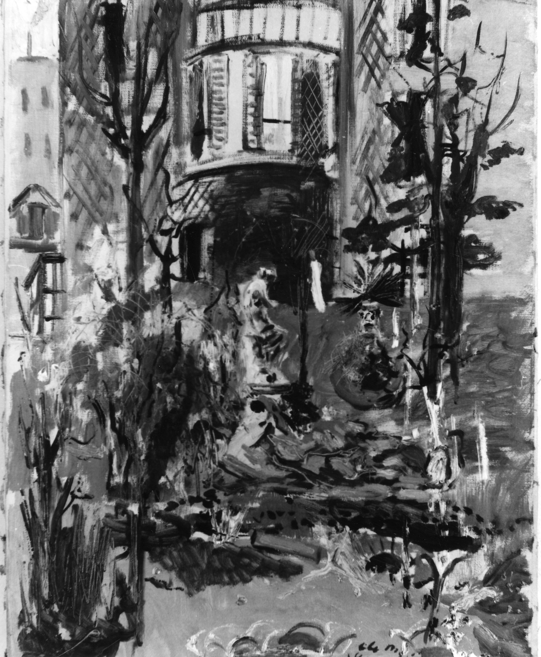 Angolo con balcone fra il verde/ Giardino a Saint Cloud, veduta di Saint-Claude (dipinto) di De Pisis Filippo (sec. XX)