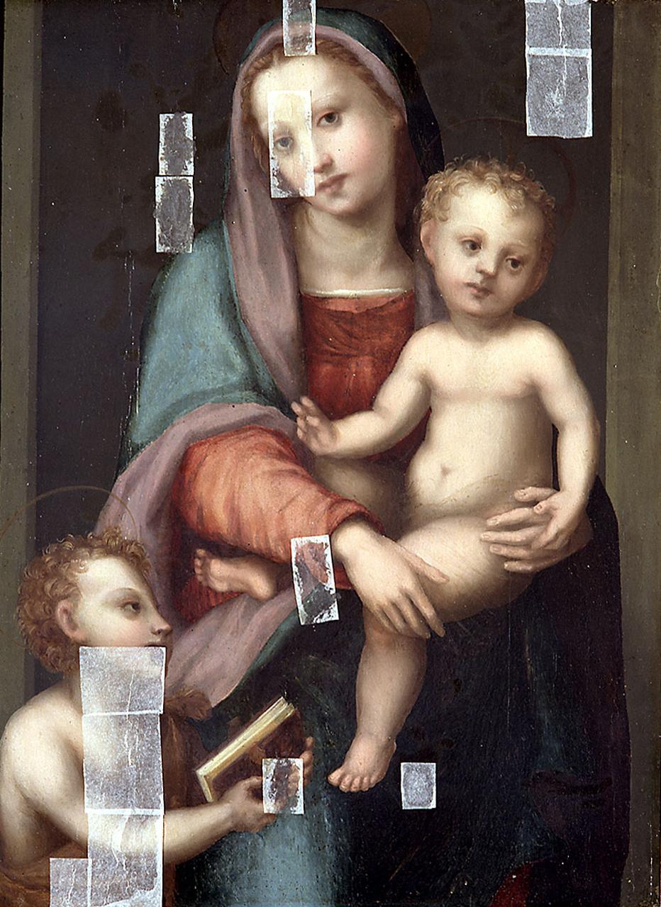Madonna con Bambino e San Giovannino (dipinto) di Maestro di Volterra (sec. XVI)