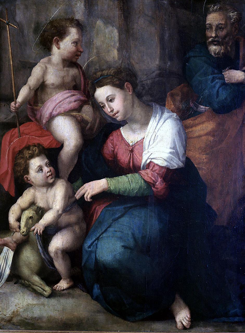 Sacra Famiglia con San Giovanni Battista bambino (dipinto) - ambito fiorentino (secondo quarto sec. XVI)