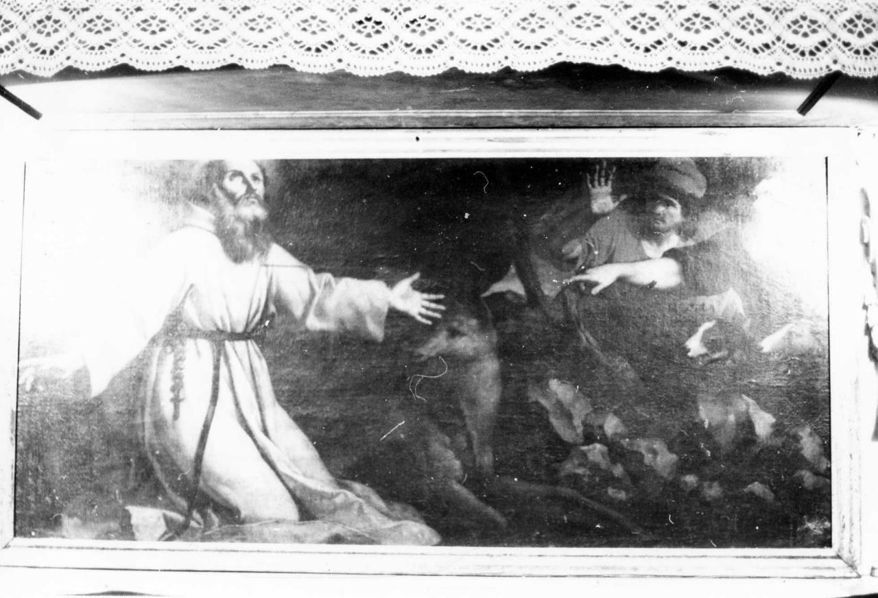 Sant'Egidio nella grotta scoperto dai cacciatori (dipinto) di Gemignani Giacinto (terzo quarto sec. XVII)