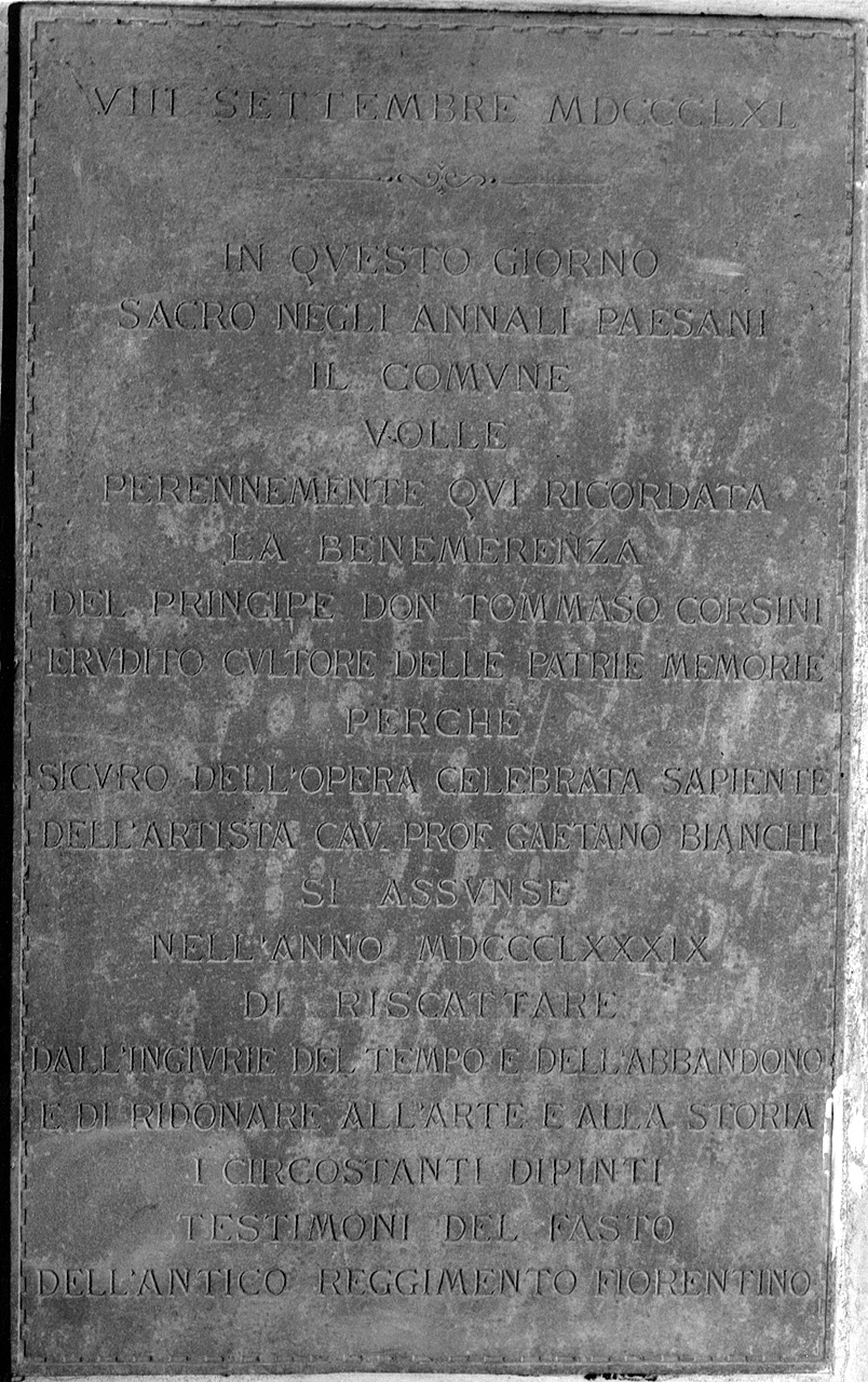 lapide commemorativa - ambito toscano (sec. XIX)