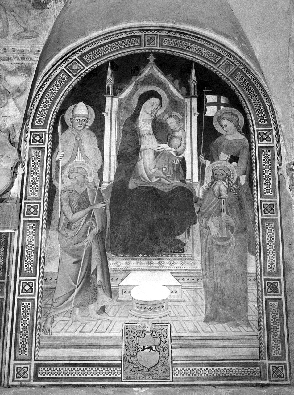 Madonna in trono con Bambino e Santi (dipinto) di Giovanni di Bartolomeo Cristiani detto Giovanni da Pistoia (attribuito) (seconda metà sec. XIV)