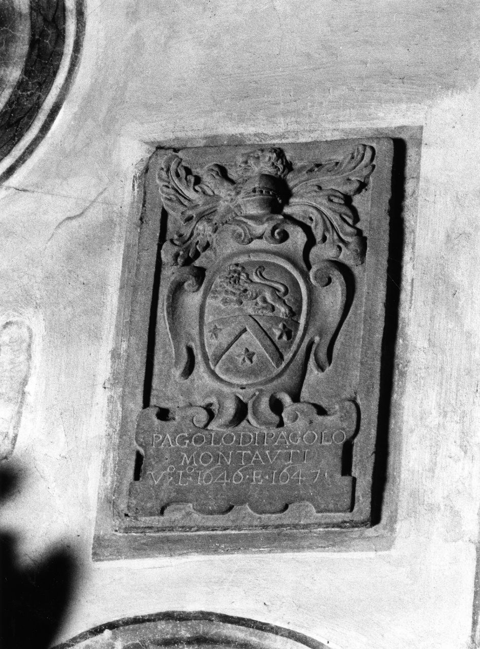stemma gentilizio della famiglia Montauti (rilievo) - ambito toscano (sec. XVII)