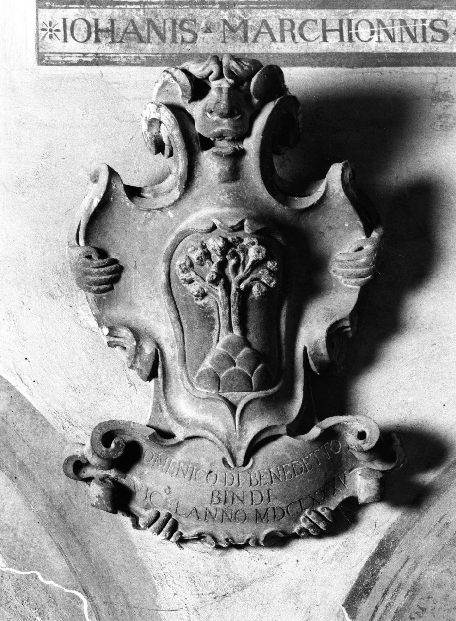 stemma gentilizio della famiglia Bindi (rilievo) - ambito toscano (sec. XVII)