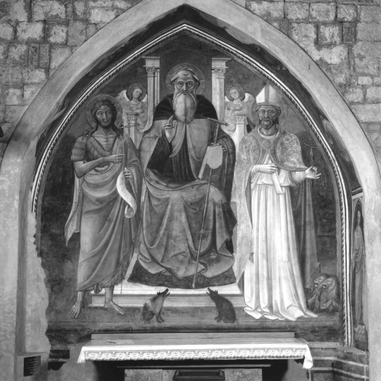 Sant'Antonio Abate con San Giovanni Battista e Sant'Ignazio d' Antiochia (dipinto) di Stefano d'Antonio di Vanni (sec. XV)
