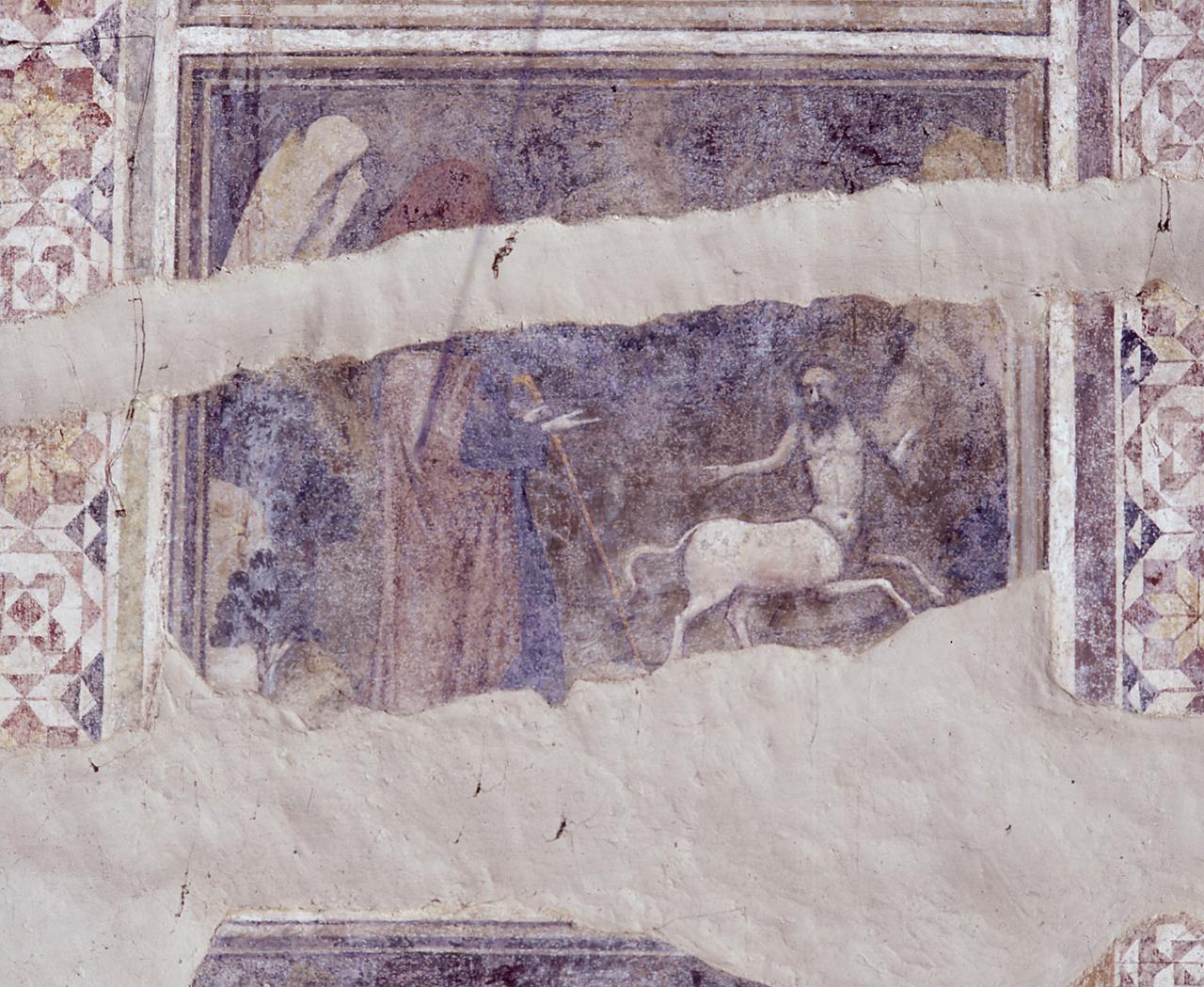 Sant'Antonio Abate visita San Paolo Eremita nel deserto (dipinto) - ambito fiorentino (sec. XIV)