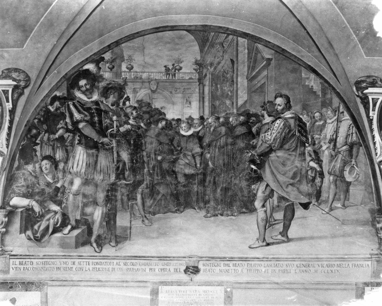San Sostegno viene raccomandato a Parigi al re Filippo, stemma gentilizio (dipinto) di Barbatelli Bernardino detto Poccetti (sec. XVII)