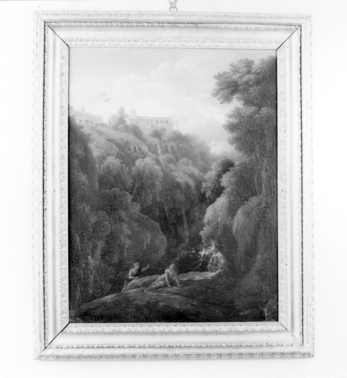 paese laziale con cascata (dipinto) di Van Bloemen Jan Francis detto Orizzonte, Von Aachen Johann (sec. XVIII)