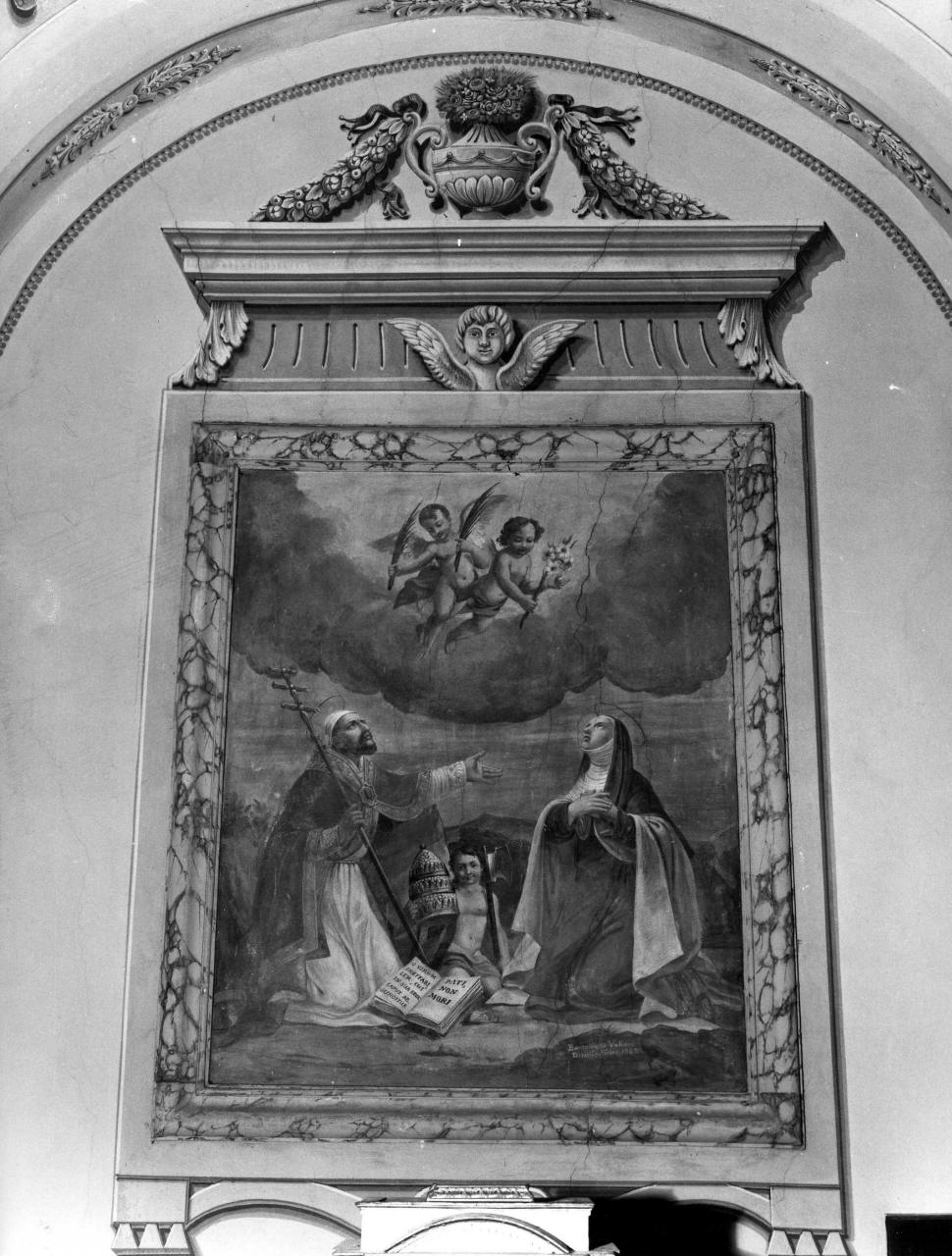 Santo Stefano Papa, Santa Maria Maddalena dei Pazzi, angeli (dipinto) di Valiani Bartolomeo (sec. XIX)