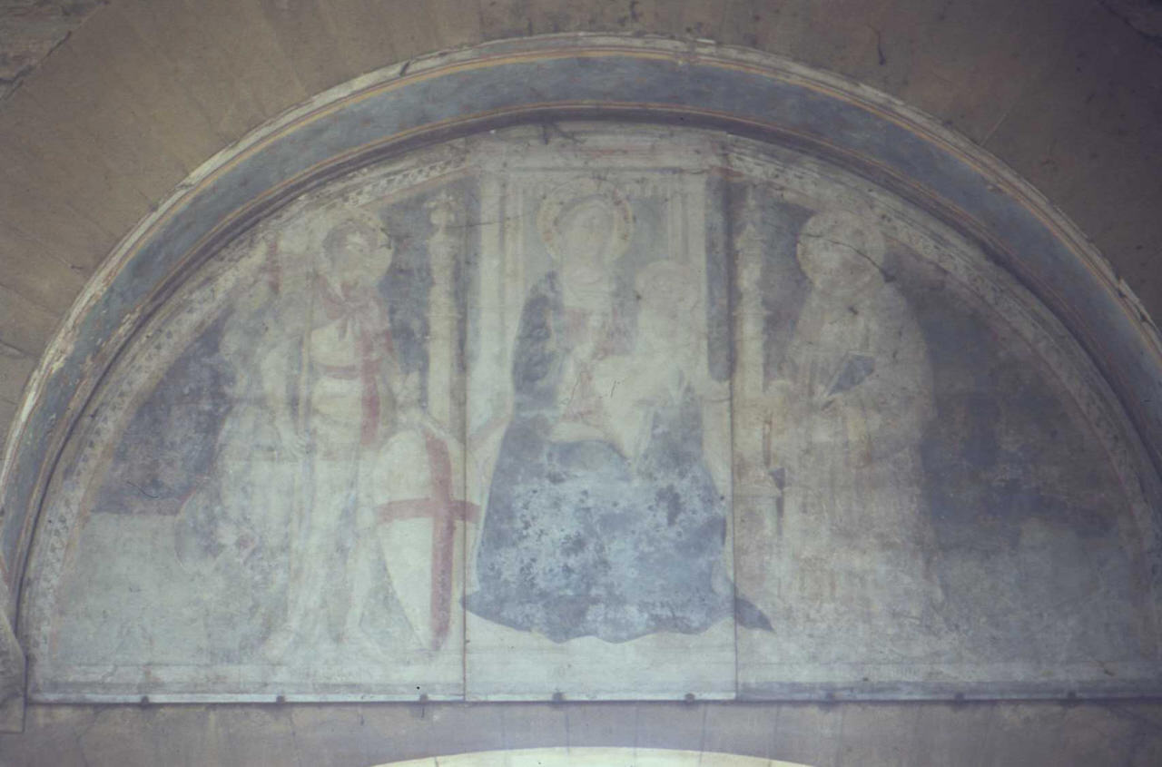 Madonna con Bambino in trono con San Giorgio e san Leonardo (dipinto) di Lorenzo di Bicci (attribuito) (sec. XV)