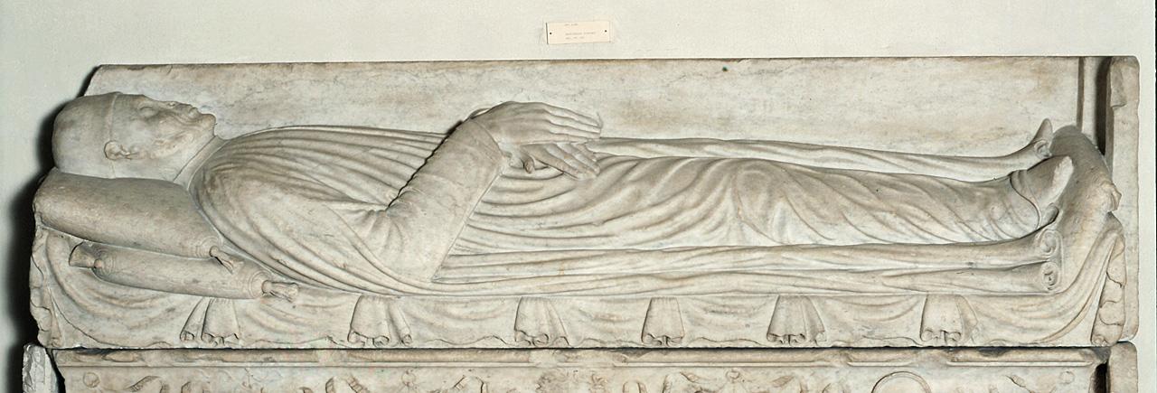 figura maschile distesa (monumento funebre) - bottega toscana (ultimo quarto sec. XV)
