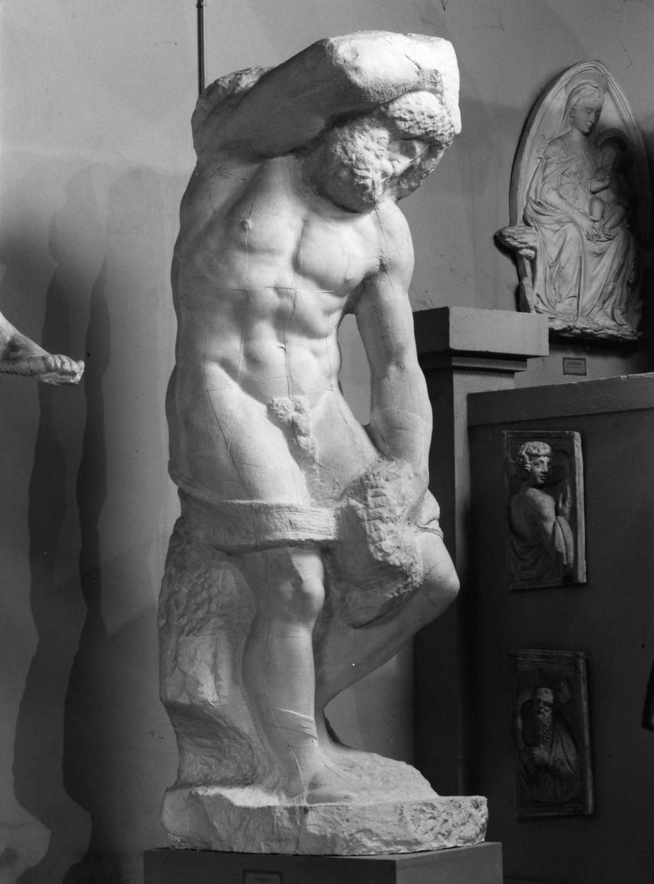 prigione, schiavo barbuto (calco di scultura) - ambito fiorentino (sec. XX)