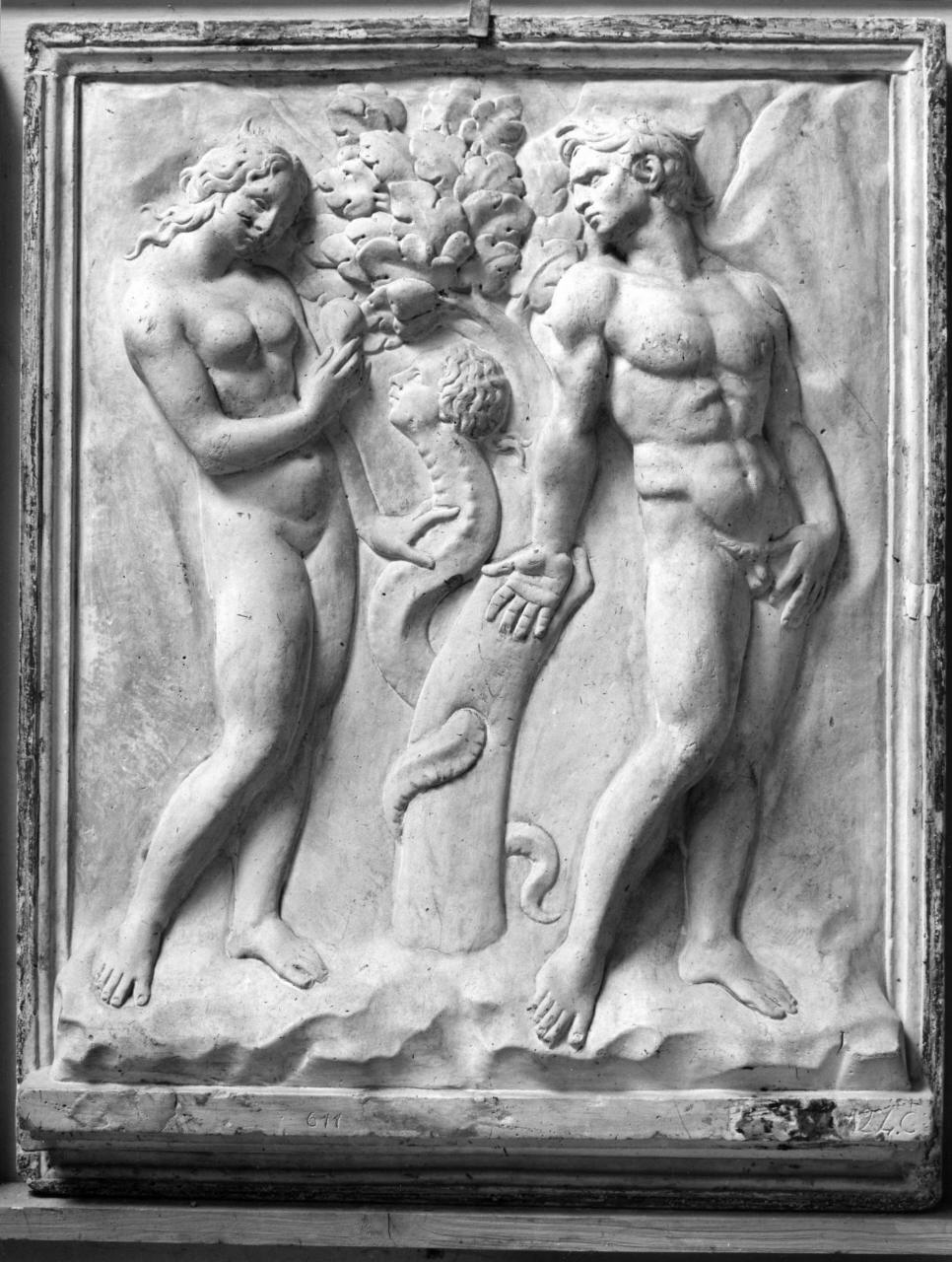 tentazione e caduta di Adamo e Eva (calco di formella) - ambito fiorentino (seconda metà sec. XIX)