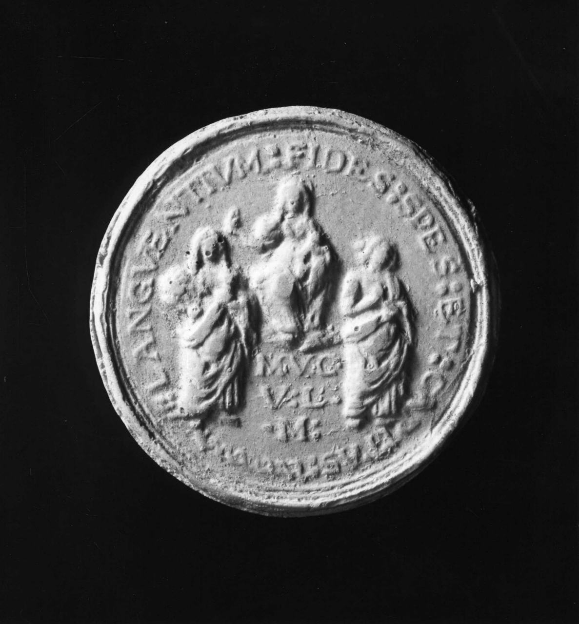 Fede, Speranza, Carità (calco di medaglia) di Lelli Oronzio (bottega) (sec. XIX)