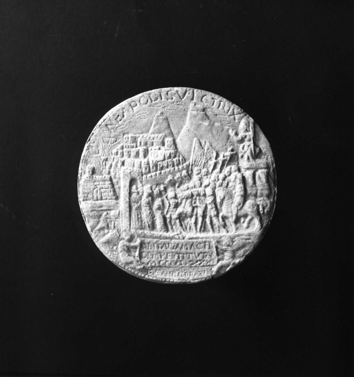 ingresso trionfale di Alfonso a Napoli (calco di medaglia) di Lelli Oronzio (bottega) (sec. XIX)