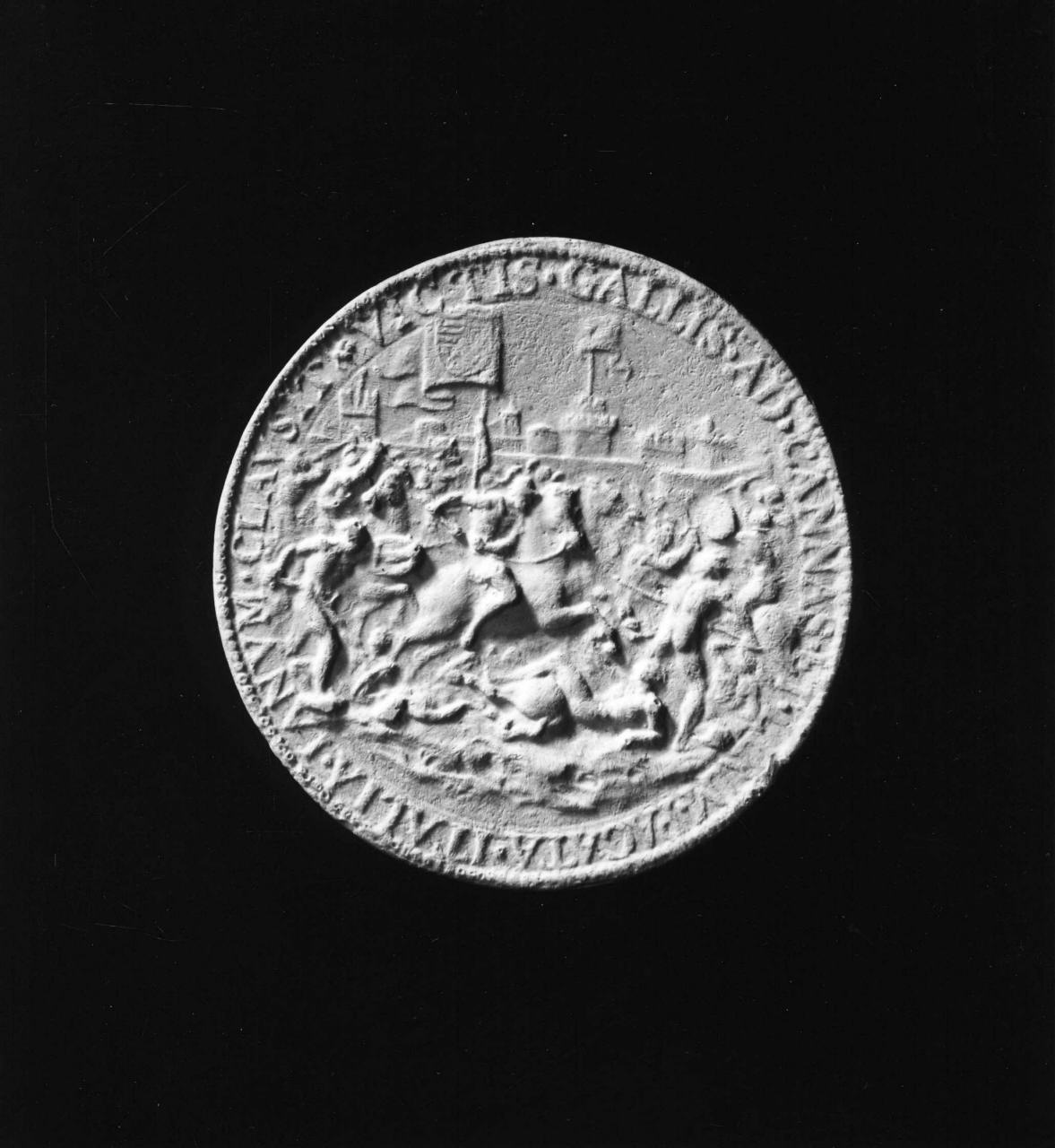 combattimento alle mura di una città (calco di medaglia) di Lelli Oronzio (bottega) (sec. XIX)