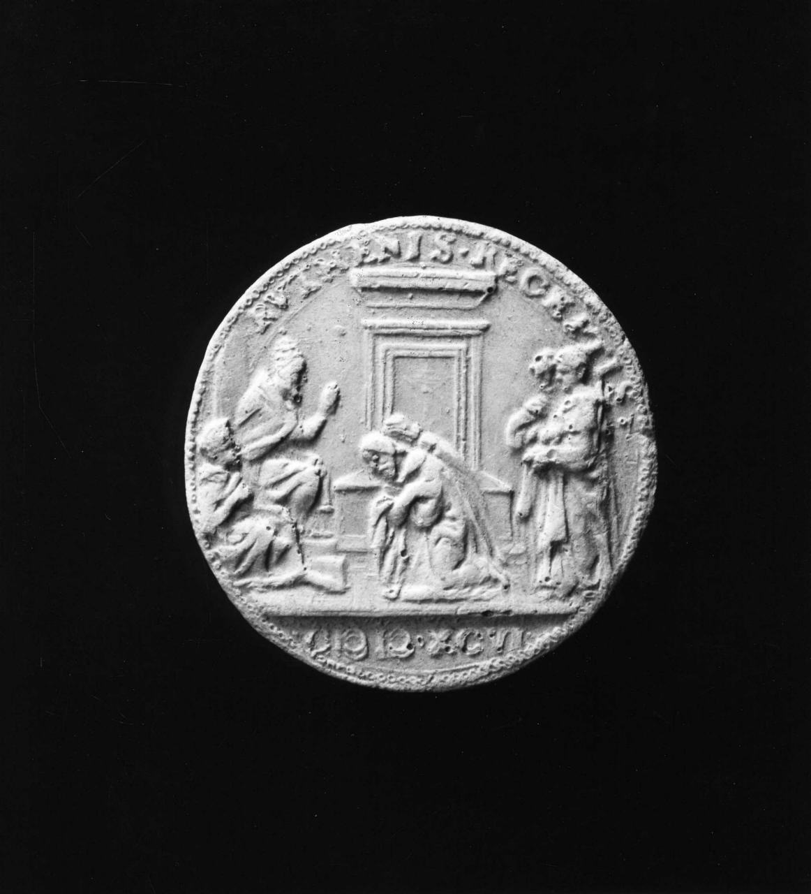 papa Clemente VII benedice due vescovi ruteni (calco di medaglia) di Lelli Oronzio (bottega) (sec. XIX)