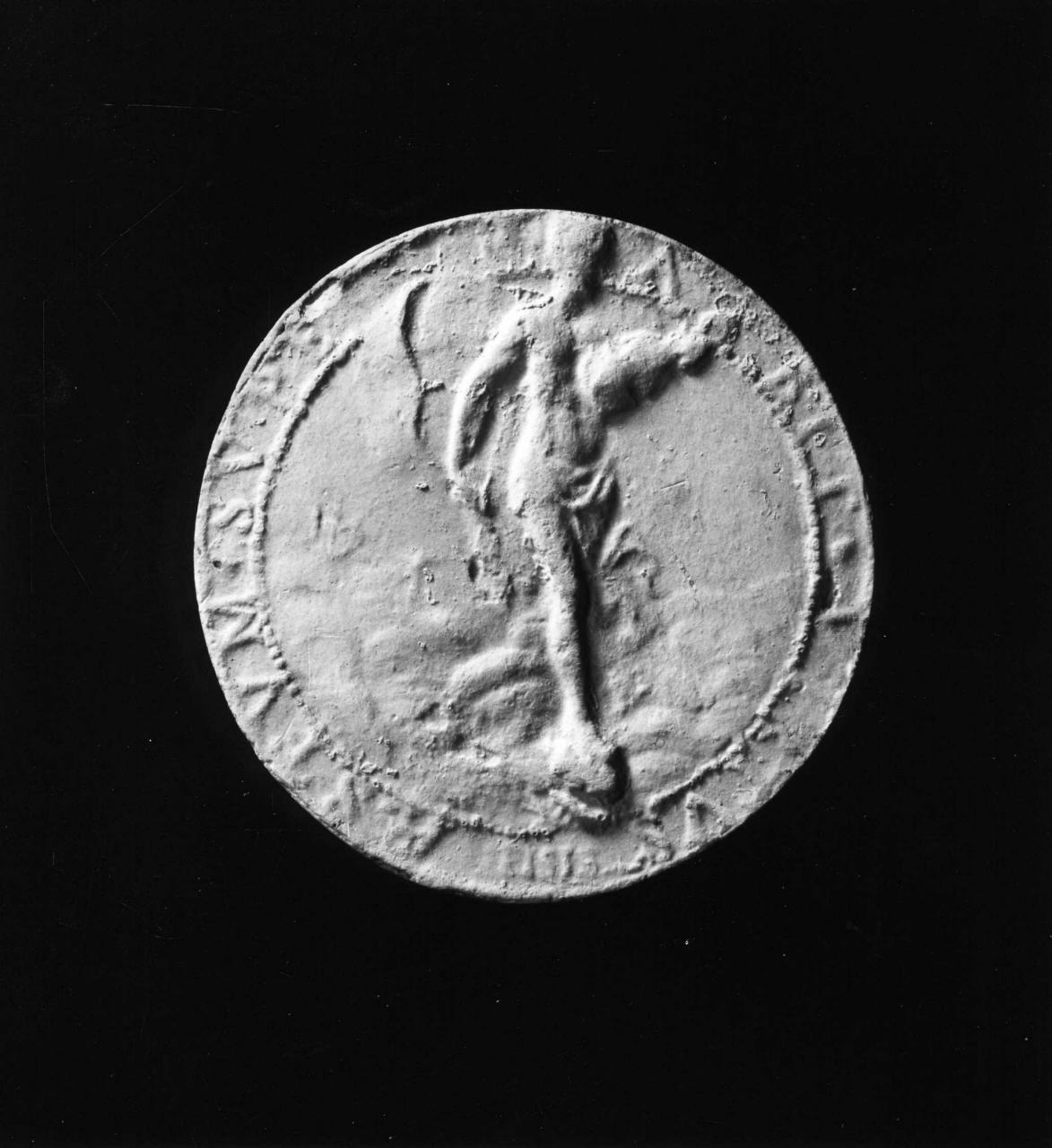 Arione in piedi su un delfino (calco di medaglia) di Lelli Oronzio (bottega) (sec. XIX)
