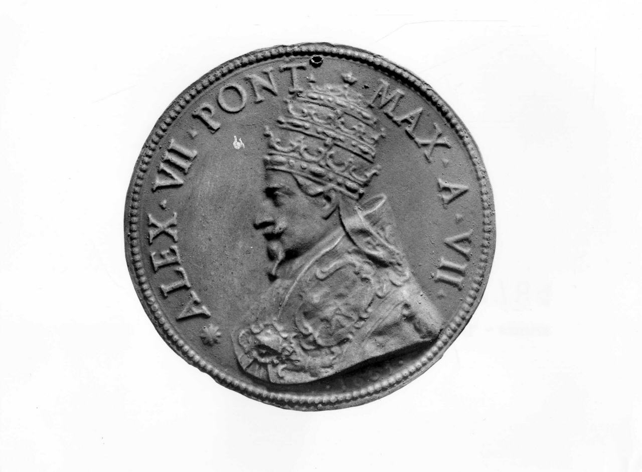 ritratto di papa Alessandro VII (calco di medaglia) di Lelli Oronzio (bottega) (sec. XIX)