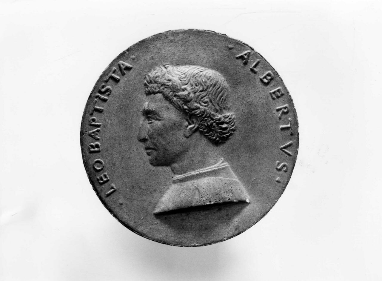 ritratto di Leon Battista Alberti (calco di medaglia) di Lelli Oronzio (bottega) (sec. XIX)