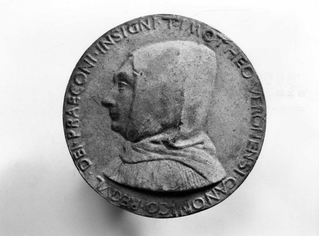 ritratto di Timoteo Maffei (calco di medaglia) di Lelli Oronzio (bottega) (sec. XIX)