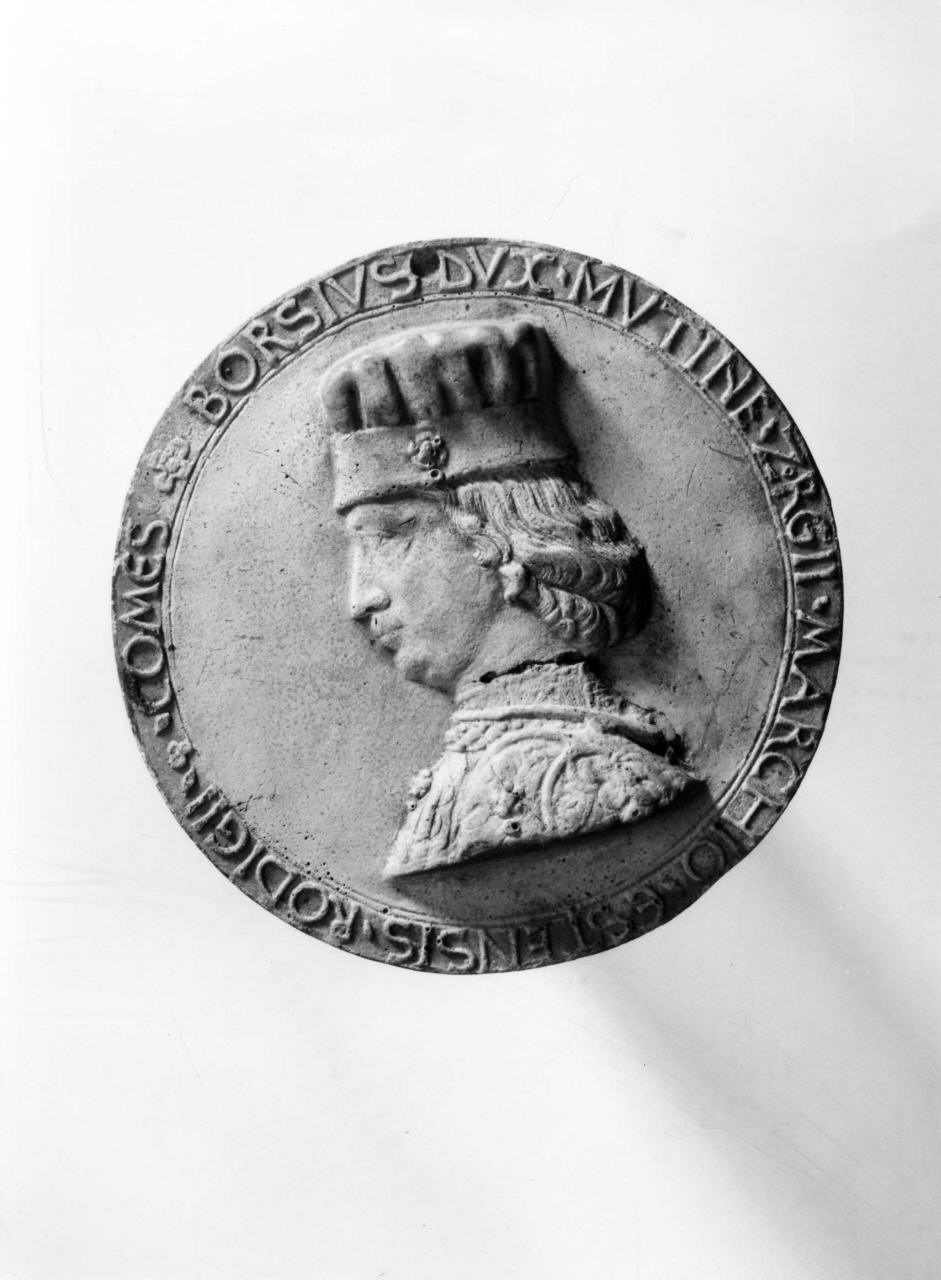 ritratto di Borso d'Este (calco di medaglia) di Lelli Oronzio (bottega) (sec. XIX)