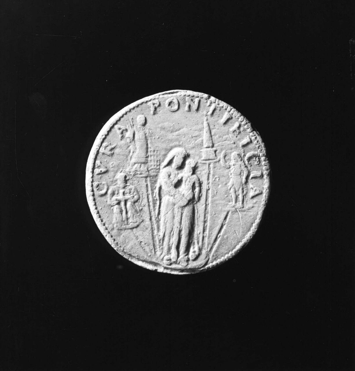 veduta di Roma (calco di medaglia) di Lelli Oronzio (bottega) (sec. XIX)