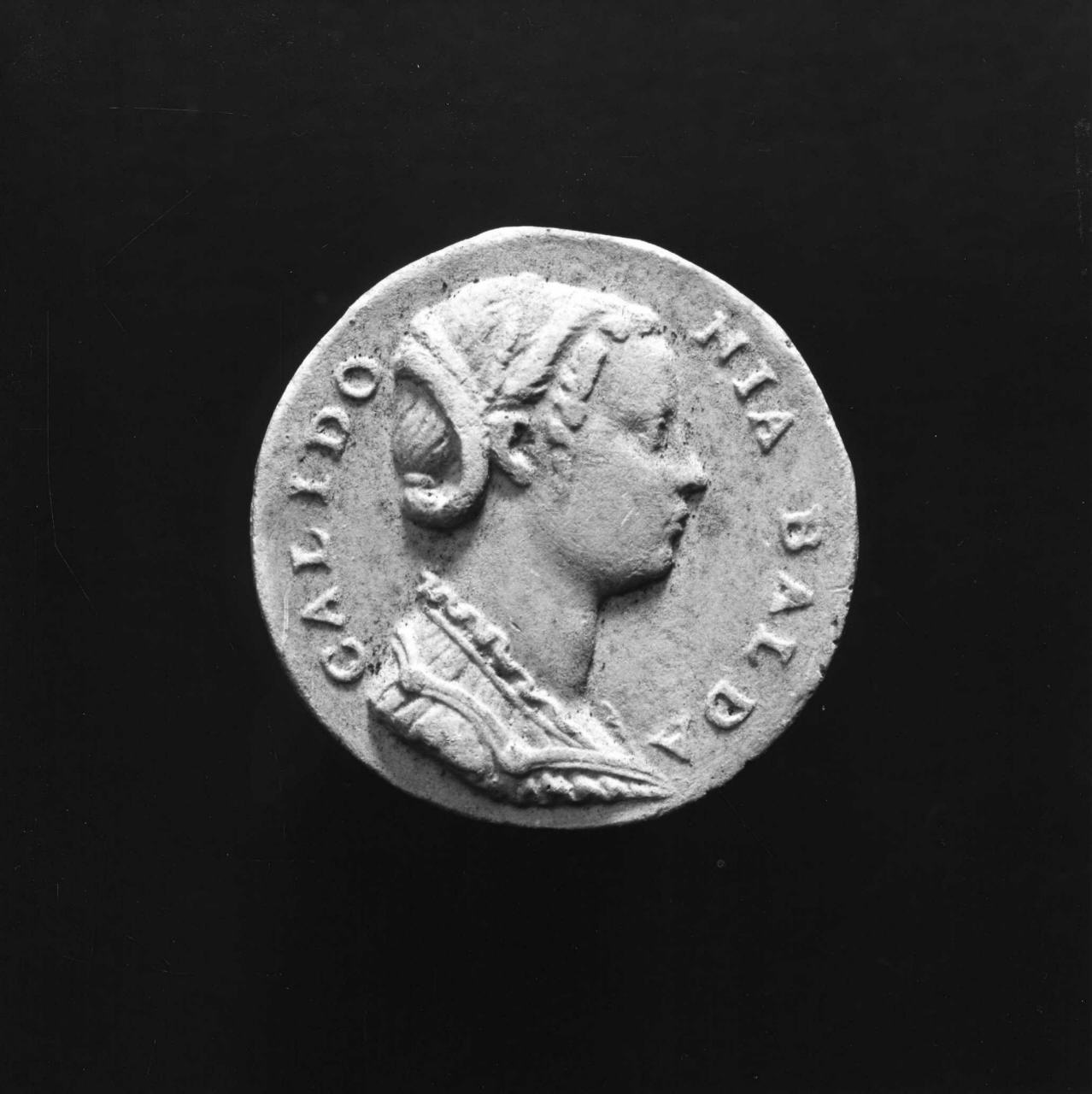 ritratto di Calidonia Balda (calco di medaglia) di Lelli Oronzio (bottega) (sec. XIX)