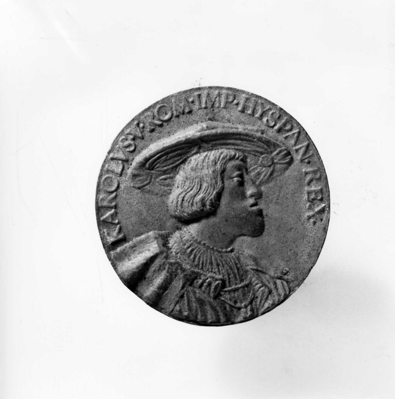 ritratto di Carlo V (calco di medaglia) di Lelli Oronzio (bottega) (sec. XIX)