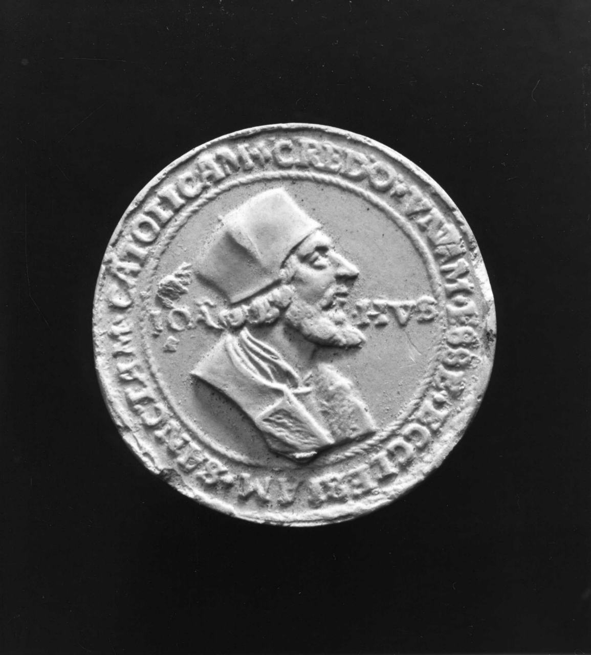 ritratto di Giovanni Hus (calco di medaglia) di Lelli Oronzio (bottega) (sec. XIX)