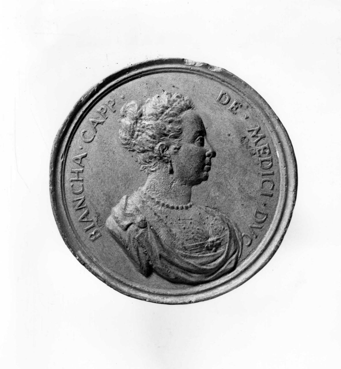 ritratto di Bianca Cappello (calco di medaglia) di Lelli Oronzio (bottega) (sec. XIX)