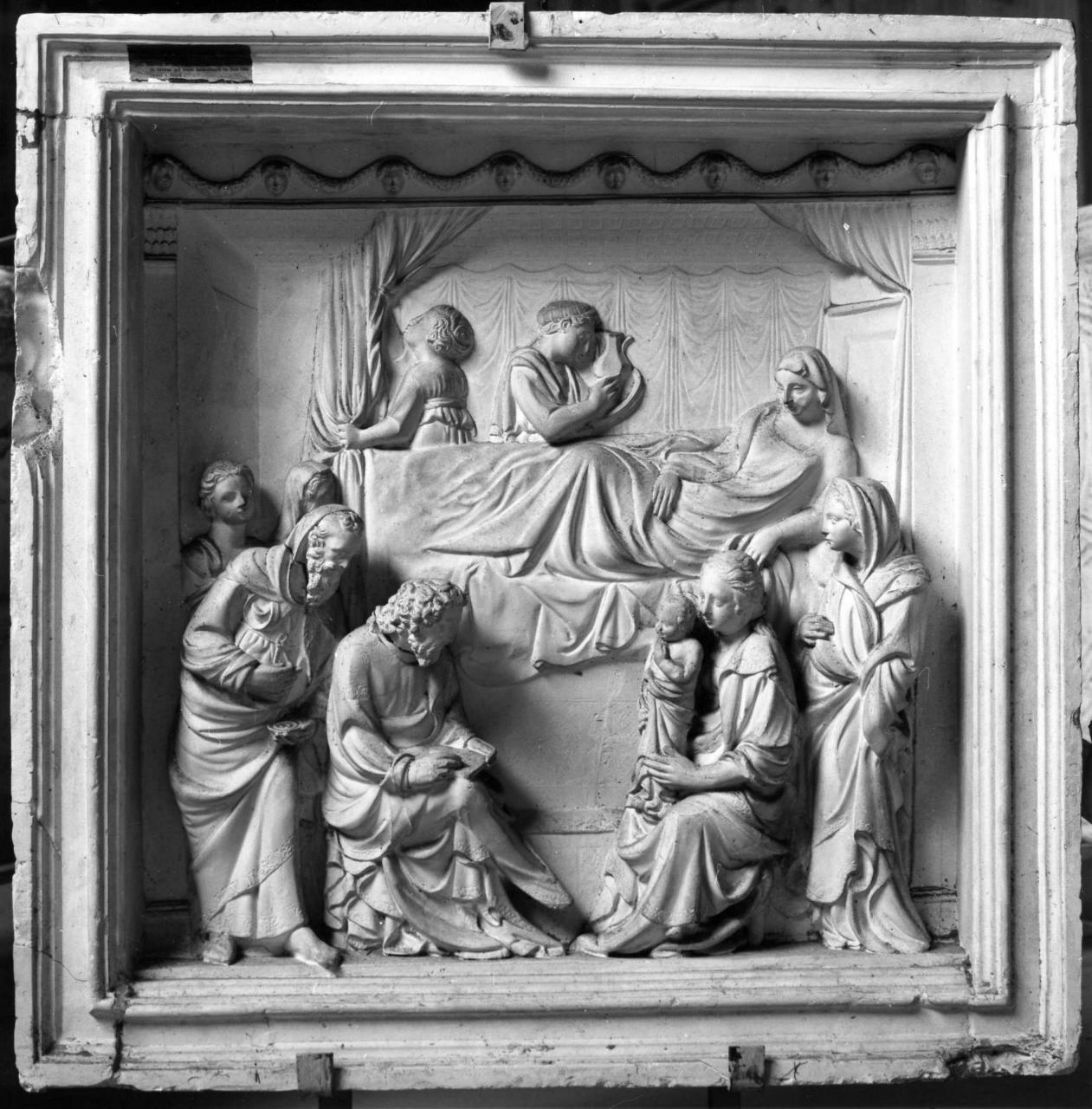 nascita di San Giovanni Battista (calco di formella, elemento d'insieme) di Lelli Oronzio (bottega) (sec. XIX)