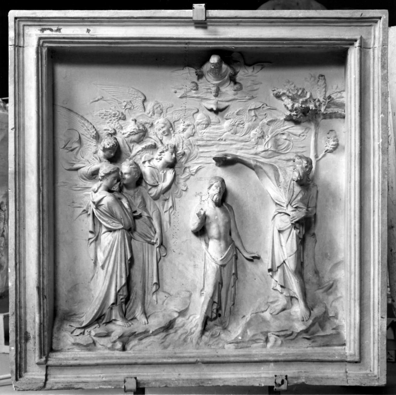 battesimo di Cristo (calco di formella, elemento d'insieme) di Lelli Oronzio (bottega) (sec. XIX)