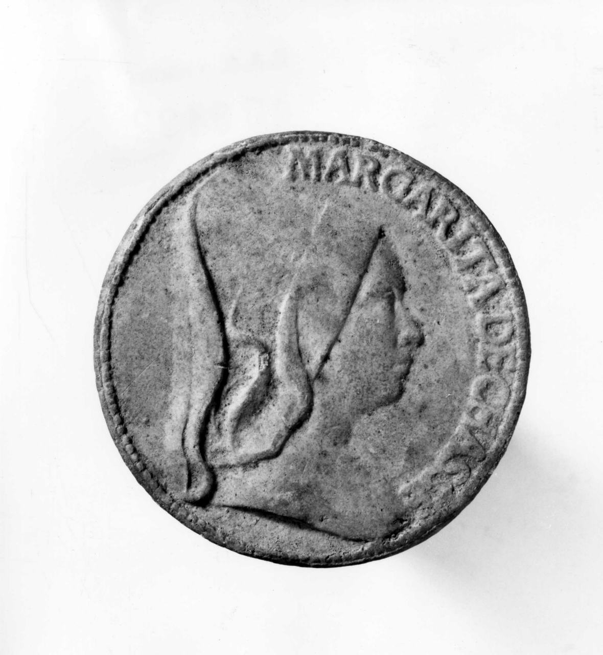 ritratto di Margherita de Chassey (calco di medaglia) di Lelli Oronzio (bottega) (sec. XIX)