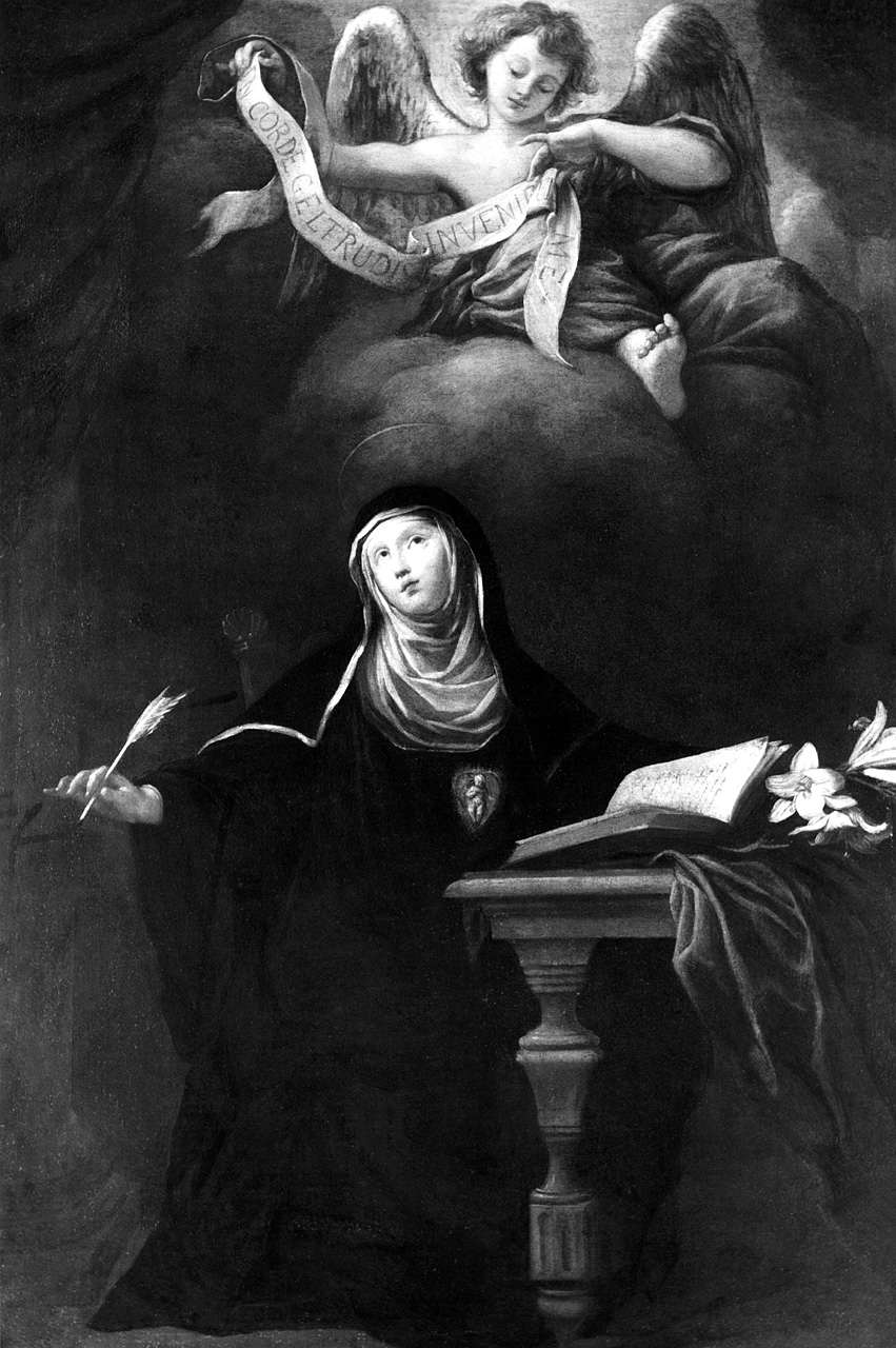 Santa Gertrude con angelo (dipinto) di Hugford Ignazio Enrico (secondo quarto sec. XVIII)