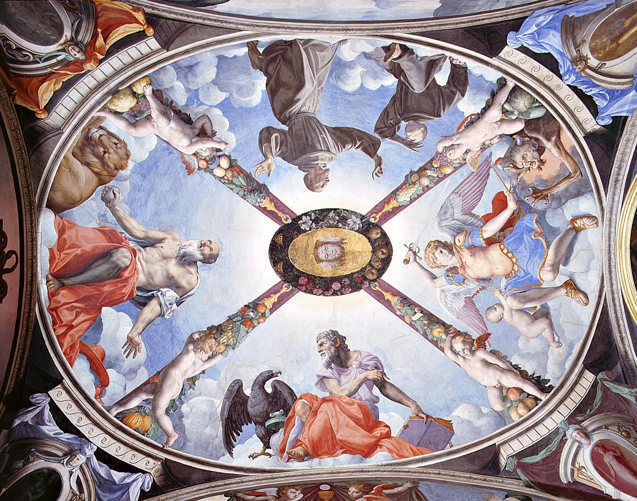 figura tricefala come simbolo della Trinità (dipinto) di Allori Agnolo detto Bronzino (sec. XVI, sec. XVI)